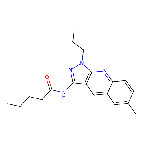 N-(6-methyl-1-propyl-1H-pyrazolo[3,4-b]quinolin-3-yl)pentanamide structure