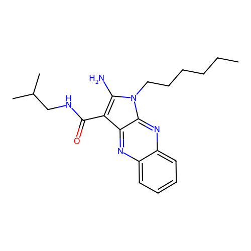 2-amino-1-hexyl-N-(2-methylpropyl)-1H-pyrrolo[2,3-b]quinoxaline-3-carboxamide structure