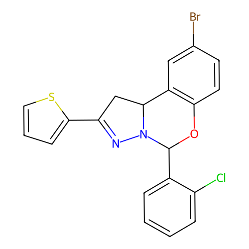 9-BR-5-(2-CL-PHENYL)-2-(2-THIENYL)-1,10B-DIHYDROPYRAZOLO(1,5-C)(1,3)BENZOXAZINE structure