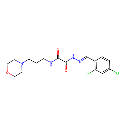 2-[(2E)-2-(2,4-dichlorobenzylidene)hydrazinyl]-N-[3-(morpholin-4-yl)propyl]-2-oxoacetamide structure