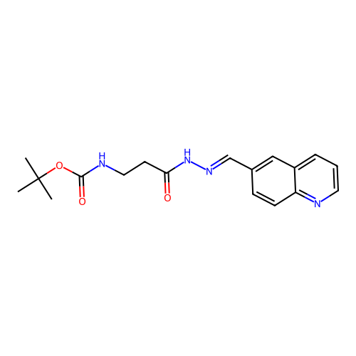 (E)-tert-butyl (3-oxo-3-(2-(quinolin-6-ylmethylene)hydrazinyl)propyl)carbamate structure