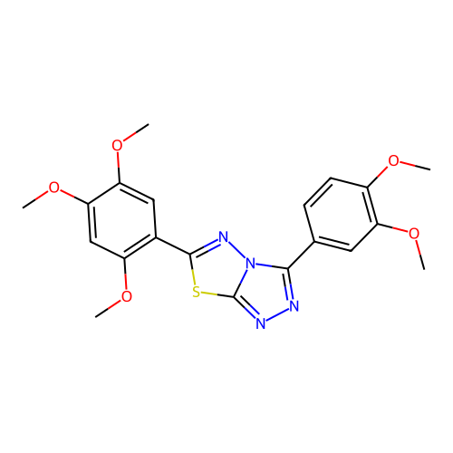 3-(3,4-dimethoxyphenyl)-6-(2,4,5-trimethoxyphenyl)-[1,2,4]triazolo[3,4-b][1,3,4]thiadiazole structure