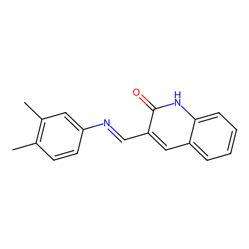 (E)-3-(((3,4-dimethylphenyl)imino)methyl)quinolin-2-ol structure