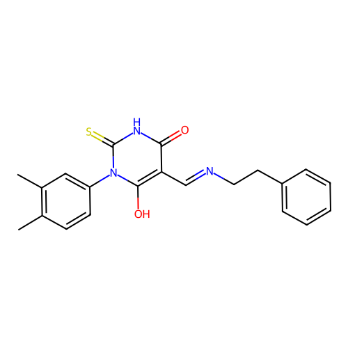 1-(3,4-dimethylphenyl)-5-[(phenethylamino)methylidene]-2-sulfanylidene-1,3-diazinane-4,6-dione structure