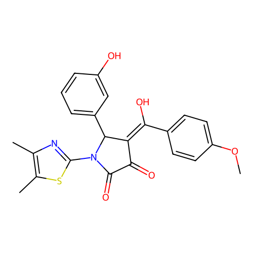 (4E)-1-(4,5-dimethyl-1,3-thiazol-2-yl)-4-[hydroxy(4-methoxyphenyl)methylidene]-5-(3-hydroxyphenyl)pyrrolidine-2,3-dione structure