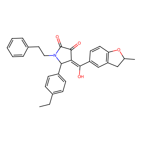 (4E)-5-(4-ethylphenyl)-4-[hydroxy(2-methyl-2,3-dihydro-1-benzofuran-5-yl)methylidene]-1-(2-phenylethyl)pyrrolidine-2,3-dione structure