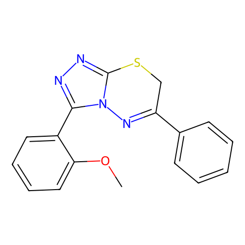 3-(2-methoxyphenyl)-6-phenyl-7H-[1,2,4]triazolo[3,4-b][1,3,4]thiadiazine structure