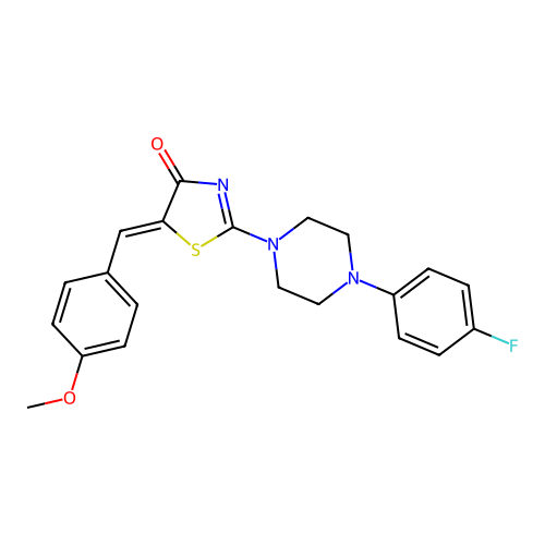 (Z)-2-(4-(4-fluorophenyl)piperazin-1-yl)-5-(4-methoxybenzylidene)thiazol-4(5H)-one structure