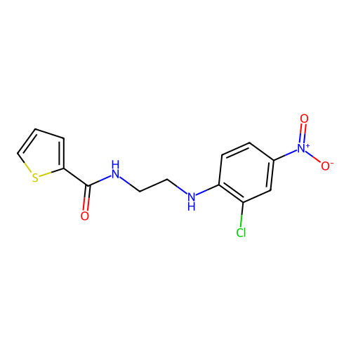 N-(2-((2-chloro-4-nitrophenyl)amino)ethyl)thiophene-2-carboxamide structure