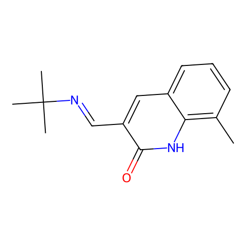 3-[(E)-(tert-butylimino)methyl]-8-methylquinolin-2(1H)-one structure