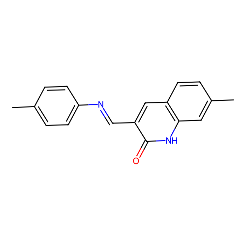 (E)-7-methyl-3-((p-tolylimino)methyl)quinolin-2-ol structure
