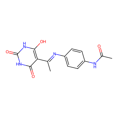N-[4-[1-(2,4,6-trioxo-1,3-diazinan-5-ylidene)ethylamino]phenyl]acetamide structure