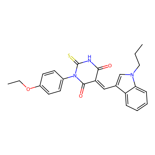 (5E)-1-(4-ethoxyphenyl)-5-[(1-propyl-1H-indol-3-yl)methylidene]-2-sulfanylpyrimidine-4,6(1H,5H)-dione structure