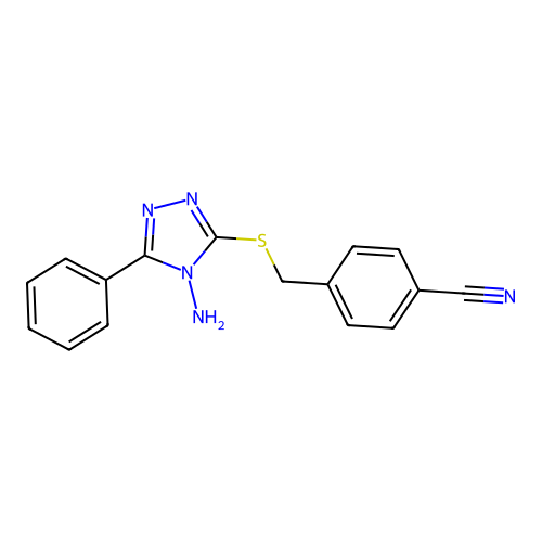 4-[(4-Amino-5-phenyl-1,2,4-triazol-3-yl)sulfanylmethyl]benzonitrile structure