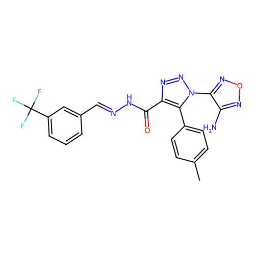 (E)-1-(4-amino-1,2,5-oxadiazol-3-yl)-5-(p-tolyl)-N'-(3-(trifluoromethyl)benzylidene)-1H-1,2,3-triazole-4-carbohydrazide structure