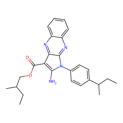 2-methylbutyl 2-amino-1-(4-(sec-butyl)phenyl)-1H-pyrrolo[2,3-b]quinoxaline-3-carboxylate structure