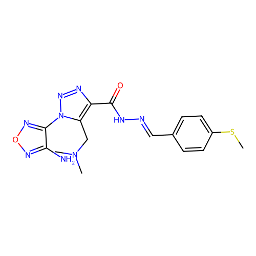 (E)-1-(4-amino-1,2,5-oxadiazol-3-yl)-5-((dimethylamino)methyl)-N'-(4-(methylthio)benzylidene)-1H-1,2,3-triazole-4-carbohydrazide structure