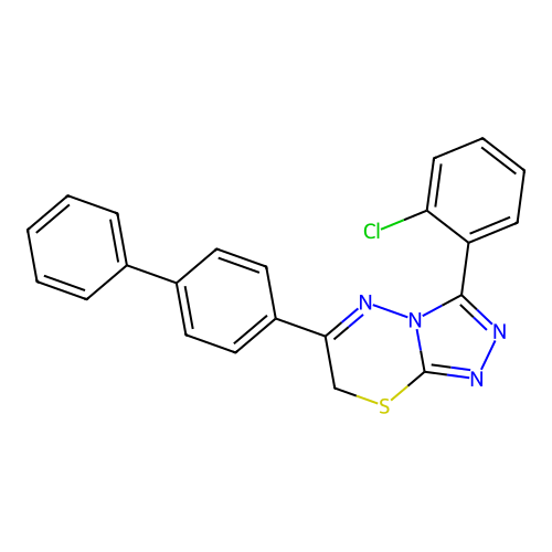 6-(biphenyl-4-yl)-3-(2-chlorophenyl)-7H-[1,2,4]triazolo[3,4-b][1,3,4]thiadiazine structure