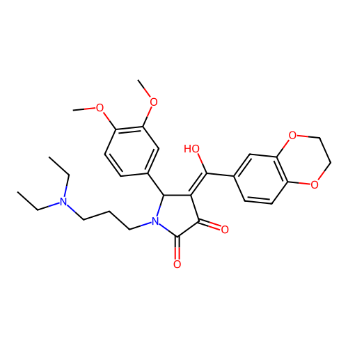 (4E)-1-[3-(diethylamino)propyl]-4-[2,3-dihydro-1,4-benzodioxin-6-yl(hydroxy)methylidene]-5-(3,4-dimethoxyphenyl)pyrrolidine-2,3-dione structure