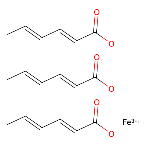 Iron(3+) (E,E)-hexa-2,4-dienoate structure