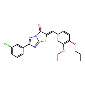 (5Z)-2-(3-chlorophenyl)-5-(3-ethoxy-4-propoxybenzylidene)[1,3]thiazolo[3,2-b][1,2,4]triazol-6(5H)-one structure