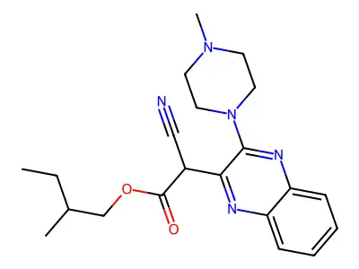 2-Methylbutyl 2-cyano-2-(3-(4-methylpiperazin-1-yl)quinoxalin-2-yl)acetate structure