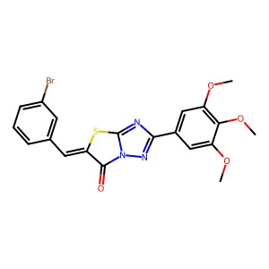 (5Z)-5-(3-bromobenzylidene)-2-(3,4,5-trimethoxyphenyl)[1,3]thiazolo[3,2-b][1,2,4]triazol-6(5H)-one structure