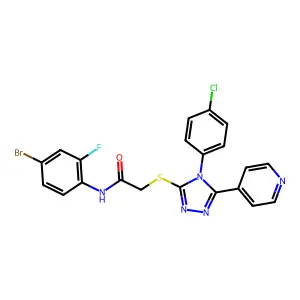 N-(4-bromo-2-fluorophenyl)-2-{[4-(4-chlorophenyl)-5-(pyridin-4-yl)-4H-1,2,4-triazol-3-yl]sulfanyl}acetamide structure