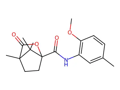 N-(2-methoxy-5-methylphenyl)-4,7,7-trimethyl-3-oxo-2-oxabicyclo[2.2.1]heptane-1-carboxamide structure