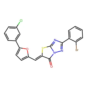 (5Z)-2-(2-bromophenyl)-5-{[5-(3-chlorophenyl)furan-2-yl]methylidene}[1,3]thiazolo[3,2-b][1,2,4]triazol-6(5H)-one structure