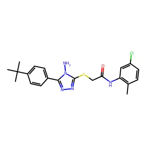 2-{4-amino-5-[4-(tert-butyl)phenyl](1,2,4-triazol-3-ylthio)}-N-(5-chloro-2-met hylphenyl)acetamide structure