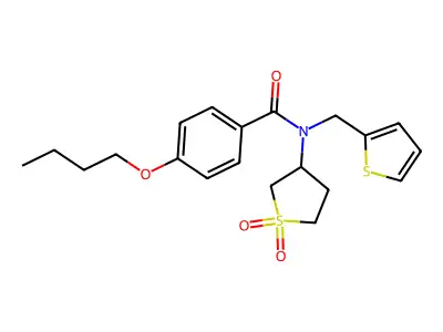 4-butoxy-N-(1,1-dioxidotetrahydrothiophen-3-yl)-N-(thiophen-2-ylmethyl)benzamide structure