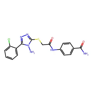 4-{2-[4-Amino-5-(2-chlorophenyl)-1,2,4-triazol-3-ylthio]acetylamino}benzamide structure