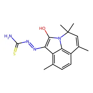 (2E)-2-(4,4,6,9-tetramethyl-2-oxo-4H-pyrrolo[3,2,1-ij]quinolin-1(2H)-ylidene)hydrazinecarbothioamide structure