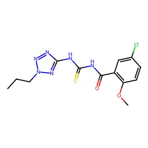 5-chloro-2-methoxy-N-[(2-propyltetrazol-5-yl)carbamothioyl]benzamide structure