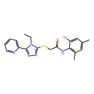 N-(2-chloro-4,6-dimethylphenyl)-2-{[4-ethyl-5-(pyridin-2-yl)-4H-1,2,4-triazol-3-yl]sulfanyl}acetamide structure