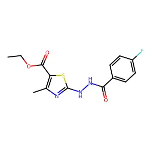Ethyl 2-[2-(4-fluorobenzoyl)hydrazinyl]-4-methyl-1,3-thiazole-5-carboxylate structure
