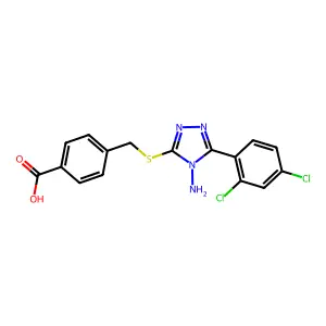 4-{[4-Amino-5-(2,4-dichlorophenyl)-1,2,4-triazol-3-ylthio]methyl}benzoic acid structure
