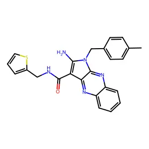 2-amino-1-[(4-methylphenyl)methyl]-N-(thiophen-2-ylmethyl)pyrrolo[3,2-b]quinoxaline-3-carboxamide structure