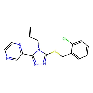 3-[(2-Chlorophenyl)methylthio]-4-prop-2-enyl-5-pyrazin-2-yl-1,2,4-triazole structure