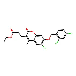ethyl 3-{6-chloro-7-[(2,4-dichlorobenzyl)oxy]-4-methyl-2-oxo-2H-chromen-3-yl}propanoate structure