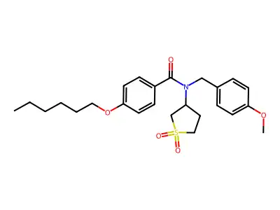 N-(1,1-dioxidotetrahydrothiophen-3-yl)-4-(hexyloxy)-N-(4-methoxybenzyl)benzamide structure