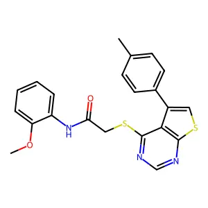 N-(2-methoxyphenyl)-2-{[5-(4-methylphenyl)thieno[2,3-d]pyrimidin-4-yl]sulfanyl}acetamide structure