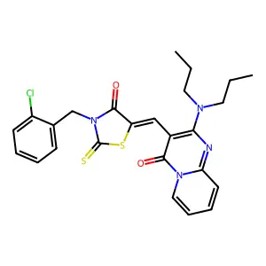 3-{(Z)-[3-(2-chlorobenzyl)-4-oxo-2-thioxo-1,3-thiazolidin-5-ylidene]methyl}-2-(dipropylamino)-4H-pyrido[1,2-a]pyrimidin-4-one structure