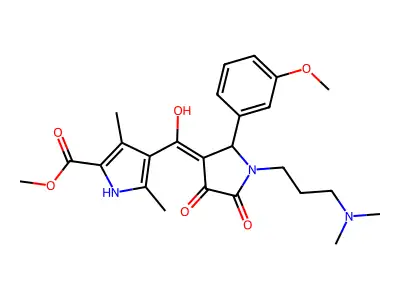 methyl 4-[[1-[3-(dimethylamino)propyl]-2-(3-methoxyphenyl)-4,5-dioxopyrrolidin-3-ylidene]-hydroxymethyl]-3,5-dimethyl-1H-pyrrole-2-carboxylate structure