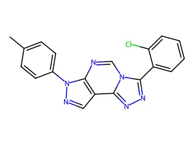3-(2-chlorophenyl)-7-(4-methylphenyl)-7H-pyrazolo[4,3-e][1,2,4]triazolo[4,3-c]pyrimidine structure
