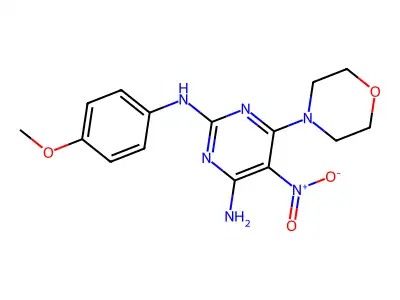 2-N-(4-methoxyphenyl)-6-morpholin-4-yl-5-nitropyrimidine-2,4-diamine structure