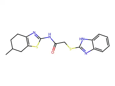 2-(1H-benzimidazol-2-ylsulfanyl)-N-(6-methyl-4,5,6,7-tetrahydro-1,3-benzothiazol-2-yl)acetamide structure