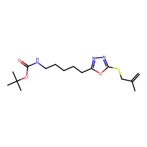 tert-butyl N-[5-[5-(2-methylprop-2-enylsulfanyl)-1,3,4-oxadiazol-2-yl]pentyl]carbamate structure