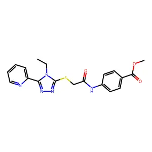 ME 4-((((4-ET-5-(2-Pyridinyl)-4H-1,2,4-triazol-3-YL)thio)acetyl)amino)benzoate structure